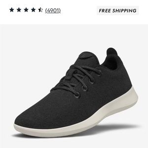 Allbirds Women’s Wool Runners in True Black with Cream Sole, Size 10